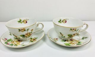 Lynmore Golden Rose China Set Of 2 Cups And 2 Saucers Yellow Rose (japan)
