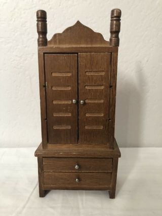 Dollhouse Wood Furniture Armoire Cabinet. 2
