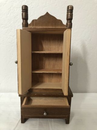 Dollhouse Wood Furniture Armoire Cabinet. 3