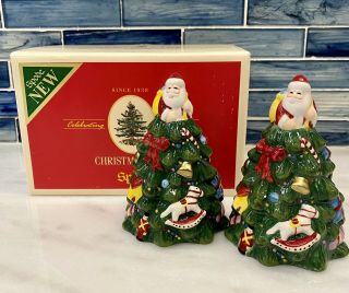 Spode Christmas Tree Salt & Pepper Shakers Santa Tree,  4.  75”,  Box