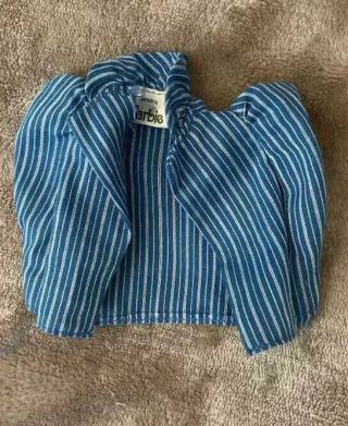 A Barbie Fashion Blue & White Striped Top Big Sleeeves Peter Pan Collar