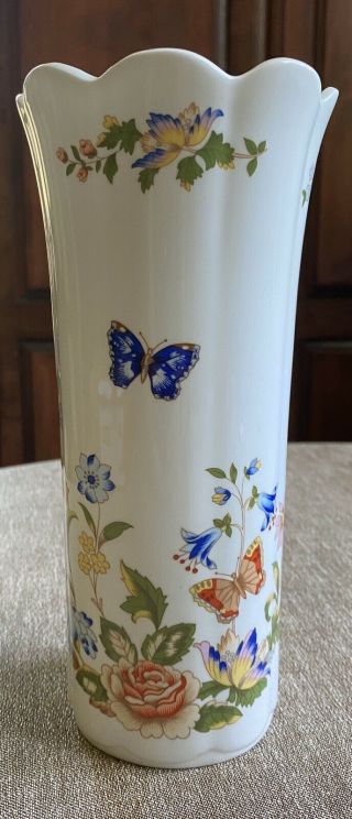 Ansley Fine Bone China Made In England 10”vase Cottage Garden Flowers,  Butterfly