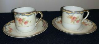 (set Of 2) Noritake Oxford After Dinner Demitasse Cups And Saucers (japan)
