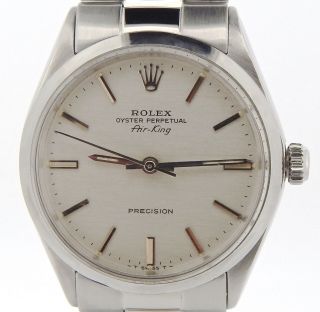 Rolex Air King Precision Men Stainless Steel Watch Oyster Style Band Silver 5500