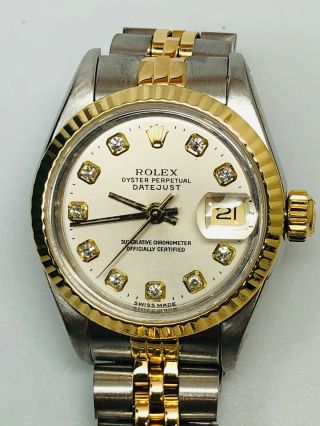 Ladies Two Toned Rolex Oyster Perpetual Datejust With Diamond Markers 2
