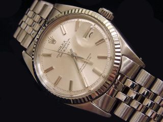 Rolex Datejust Stainless Steel 18K White Gold Watch Silver Jubilee Bracelet 1601 3