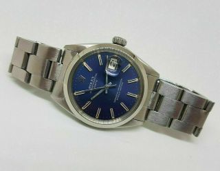 Rare Vintage Rolex Oyster Perpetual Date Blue Dial 1570 Man 