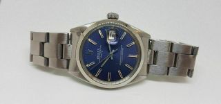 RARE VINTAGE ROLEX OYSTER PERPETUAL DATE BLUE DIAL 1570 MAN ' S WATCH 3