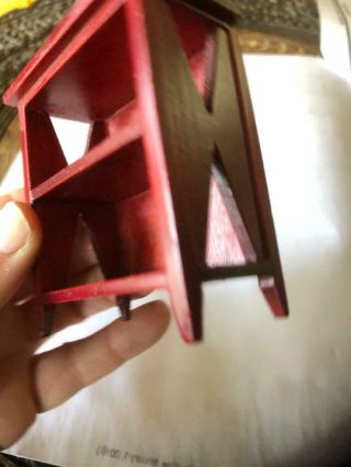 Miniature Doll House Small 2 Shelves Book Case Red Toned Wood 2 3/4 