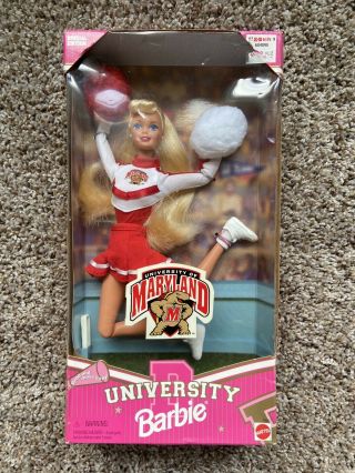 1996 University Of Maryland Cheerleader Barbie Doll Blonde Nrfb