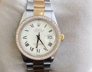 Rolex Men’s Datejust 16030 Two Tone Quickset Diamond Watch
