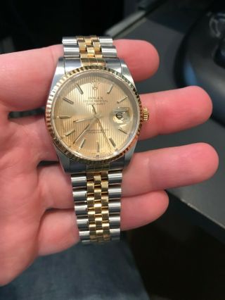 Rolex 16233 18k Gold/steel Datejust 36mm Gold Tapestry Jubilee Band 36mm 