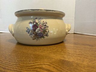 Home & Garden Party Floral Crock Bean Pot Casserole Dish Bowl W/lid