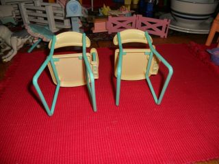 2 Mattel dollhouse doll Barbie school desk chairs 2