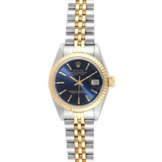 Rolex Datejust 26 Steel Yellow Gold Blue Dial Ladies Watch 69173