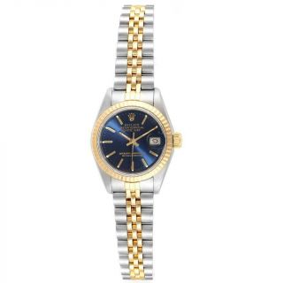 Rolex Datejust 26 Steel Yellow Gold Blue Dial Ladies Watch 69173 2