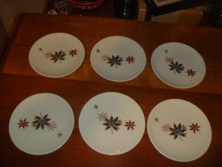 Peter Terris Calico Leaves For Shenango China (6) Bread Plates 6 1/4 "