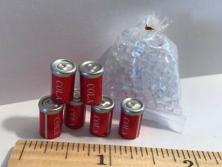 Mini miniature dollhouse kitchen items cola soda cans ice drinks food 1221 2