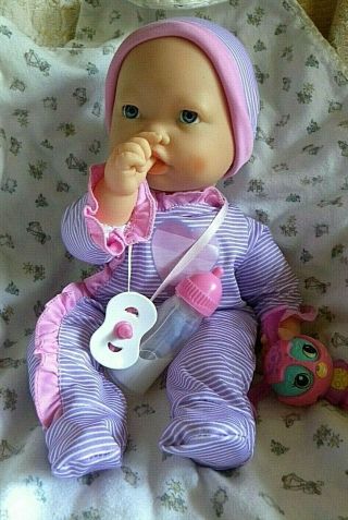 Doll Baby Infant Interactive Sucks Pacifier Bottle Laughs Cries Realistic 4 Born