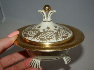 Vintage Alka Bavaria Bravant German Gold Gilt Pattern Covered Footed Bowl