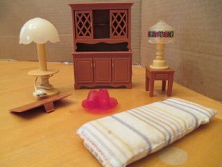 Fisher Price Fp Miniature Doll House Furniture Flaws 1980 Hutch Usa China Dishes