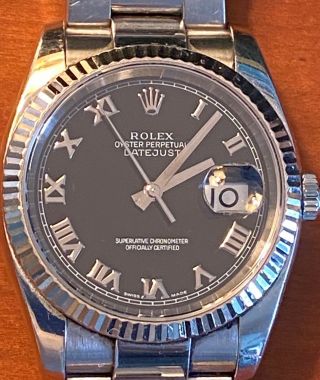 Rolex Oyster Perpetual Datejust 36mm Mens Watch,  Stainless Steel Case