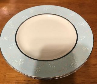 (4) Castleton China Corsage Turquoise Pink & White Flowers Bread Plates 6 3/8 "