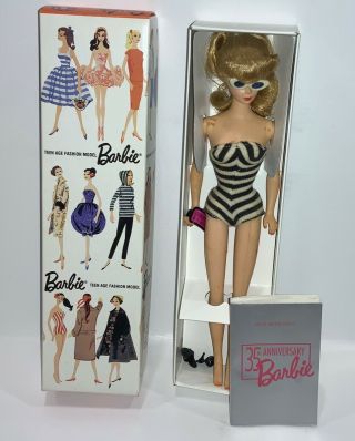 1993 Mattel Barbie 35th Anniversary Bathing Suit Blond Doll W/ Box