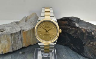 Rolex Oyster Perpetual Re.  14203m Yellow Gold & Stainless Steel Mens Watch