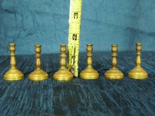 6 Miniature Brass Dollhouse Candlestick Holders 1 - 1/2 