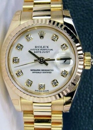 Rolex Oyster Perpetual Lady Datejust Yellow Gold Face Studded With Diamonds