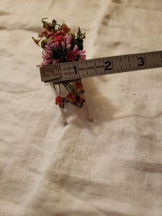 Miniature White FLOWER PULL CART Doll House Diorama Fairy Garden Dollhouse 3