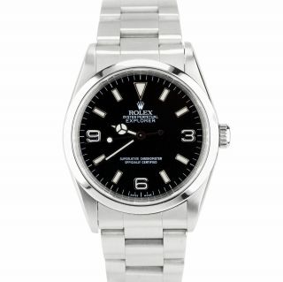 2000 Rolex Explorer I Black 36mm A Serial Stainless Automatic Oyster Watch 14270