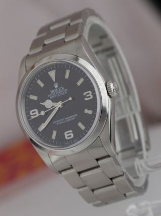 2000 Rolex Explorer I Black 36mm A SERIAL Stainless Automatic Oyster Watch 14270 3