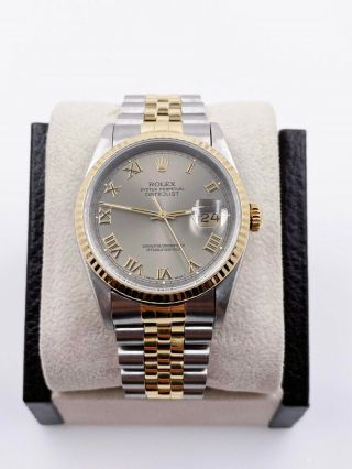 Rolex Datejust 16233 Silver Dial 18k Yellow Gold Stainless Steel