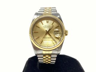 Men’s Rolex 1 Owner Oyster Perpetual Datejust 16233 Chronometer Watch 18k Stainl