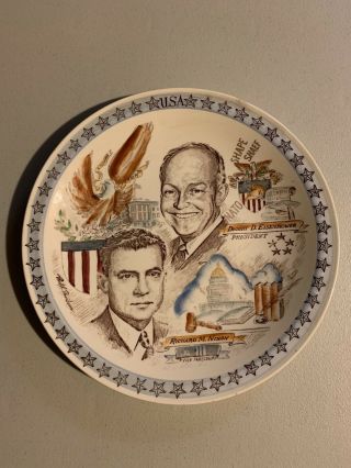Vintage 1950’s Vernon Kilns Eisenhower Nixon Presidential Commemorative Plate