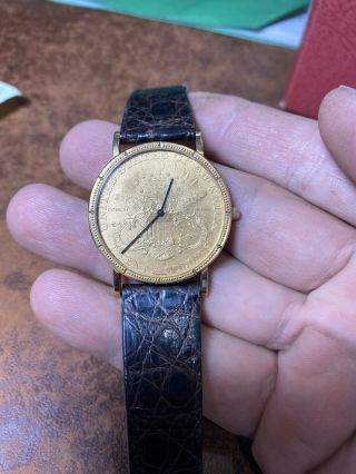 Corum 1907 - S $20 Gold Coin Watch Orig Buckle Quartz Mvmt Exc