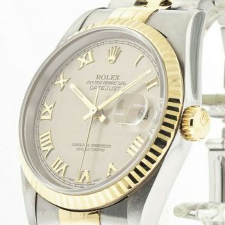 Rolex Datejust Stainless Steel & 18k Yellow Gold 36 Mm Ivory Pyramid Dial 16233