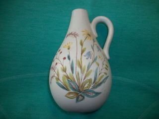 Mid - Century Rorstrand Sweden Pottery Vase - Jug With Meadow Flower Design 6 1/2 "