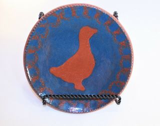 Ned Foltz Pottery - 1984 Redware Duck Plate Pennsylvania - Primitive 7 1/2 " Signed