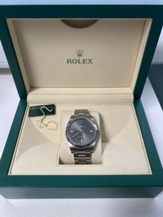 Rolex Oyster Perpetual 39 Steel Rhodium Dial Mens Watch Box 114300