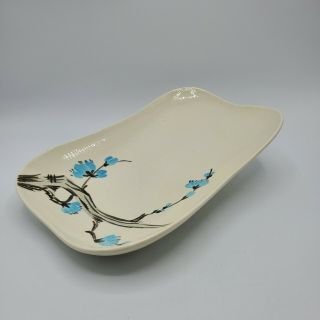 Vtg Mid - Century Modern Red Wing Potteries Bread Dish /tray Driftwood Blue 1955