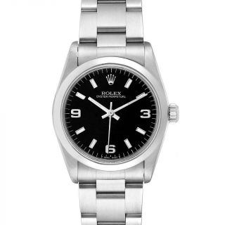 Rolex Midsize 31mm Black Dial Automatic Steel Ladies Watch 67480