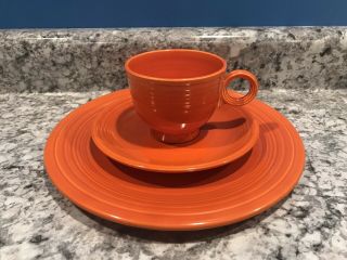 Vintage Fiesta Place Setting Radioactive Red 1930s - 1960s Plate Cup Fiestaware