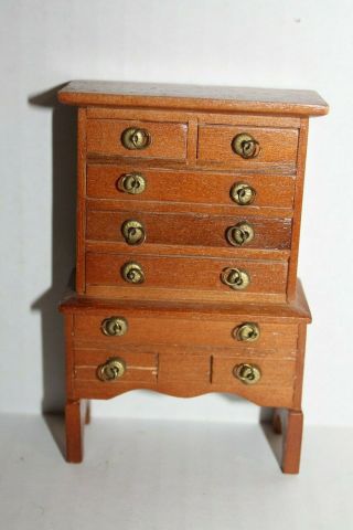 Dollhouse Bedroom Furniture Brown Wooden Chest Of Drawers