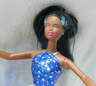 Black & Blue Hair African American Starlight Fairy Barbie Belt Spins Lights Up