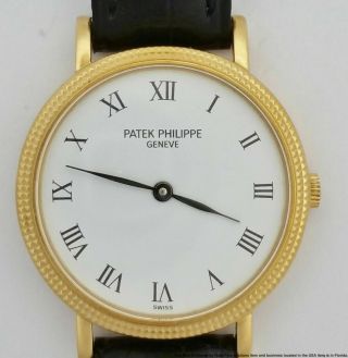 18k Gold Patek Philippe Calatrava Hobnail Bezel 4819 White Dial Lady 25mm Watch