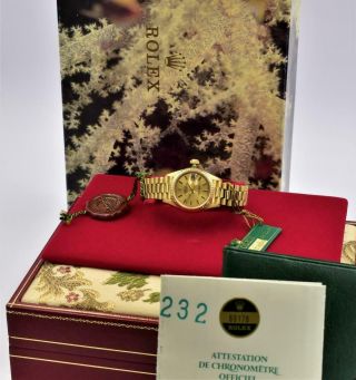 Ladies 18k Gold Rolex Datejust Wristwatch Ref 69178 And Papers