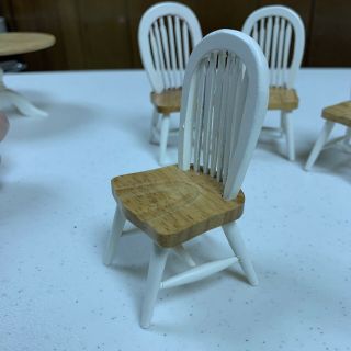 Dollhouse Miniature 1/12 Wood Round DINING TABLE & 4 CHAIRS Set 3